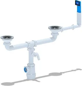 Сифон бутылочный для двойной мойки с переливом Ани Пласт Грот A3045 Сифон бутылочный для двойной мойки с переливом Ани Пласт Грот A3045, 1