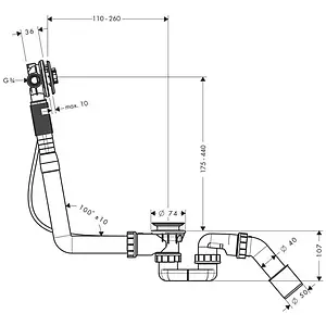 Слив-перелив для ванны без накладок с функцией налива Hansgrohe Exafill S 58115180 Слив-перелив для ванны без накладок с функцией налива Hansgrohe Exafill S 58115180, 2