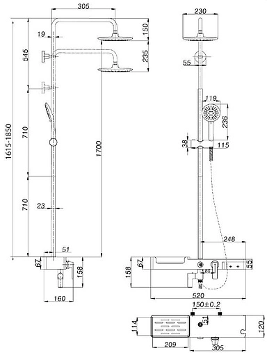 Душевая система со смесителем для ванны Lemark Tropic хром LM7007C