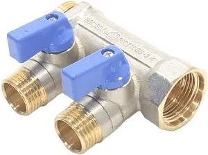 Коллектор запорный проходной 3 отвода синий ¾&quot;в/н x ½&quot;н General Fittings 6200R6N0504B3A, 3