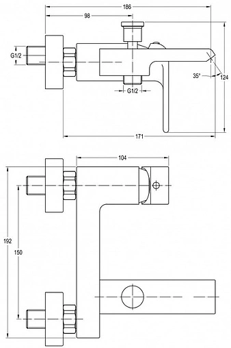 Смеситель для ванны Swedbe Velo хром 2430