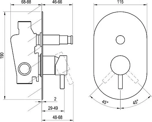 Смеситель для душа скрытого монтажа Ravak Espirit графит X070321 Смеситель для душа скрытого монтажа Ravak Espirit графит X070321