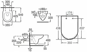 Комплект 4 в 1 Roca Debba Round Rimless 893104980, 5