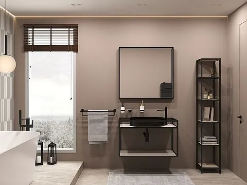 Зеркало с подсветкой Allen Brau Liberty 85x90 чёрный браш 1.330015.BB