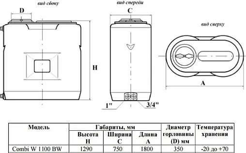 Бак для воды Aquatech Combi W-1100 BW сине-белый EMO(A)COMBI-01100BW-SP