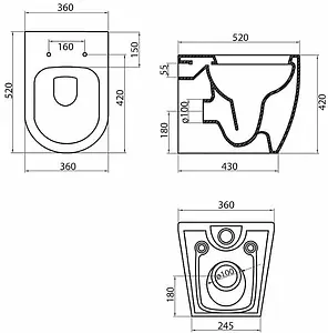 Унитаз приставной безободковый BelBagno Marino белый BB105CBR Унитаз приставной безободковый BelBagno Marino белый BB105CBR, 2