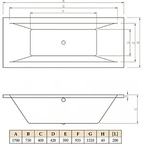 Ванна акриловая C-bath Poseidon 170x75 CBQ008001 Ванна акриловая C-bath Poseidon 170x75 CBQ008001, 2