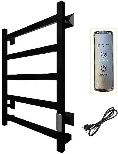 Полотенцесушитель электрический лесенка Тругор Пэк сп 20 кв 60х40 черный матовый ВГП