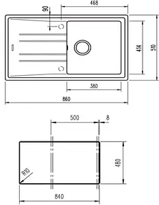 Мойка кухонная Teka Stone 50 B-TG 1B 1D топаз 115330018 Мойка кухонная Teka Stone 50 B-TG 1B 1D топаз 115330018, 2