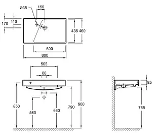 Раковина Jacob Delafon Rythmik 80 белый EXO112-00, 2