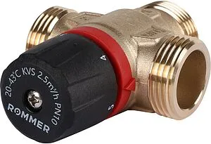 Трехходовой термостатический смесительный клапан 1" +20...+43°С Kvs 2.5 Rommer RVM-0231-254325 Трехходовой термостатический смесительный клапан 1" +20...+43°С Kvs 2.5 Rommer RVM-0231-254325, 5