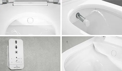 Умный унитаз-биде подвесной безободковый Villeroy&amp;Boch Viclean CeramicPlus белый V0E100R1