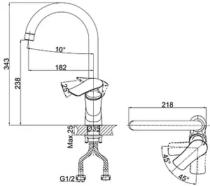 Смеситель для кухни D&K Rhein Reisling хром DA1272441, 2
