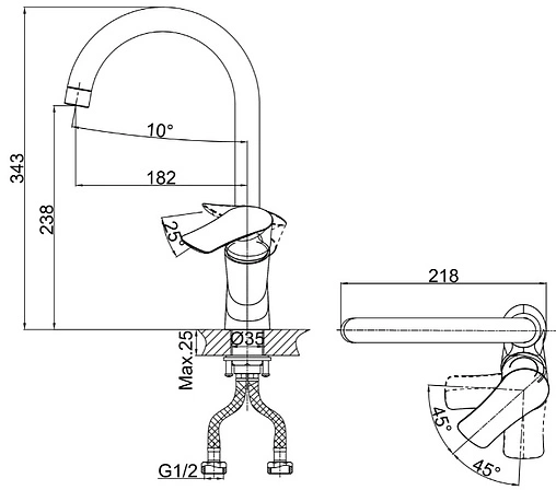 Смеситель для кухни D&amp;K Rhein Reisling хром DA1272441