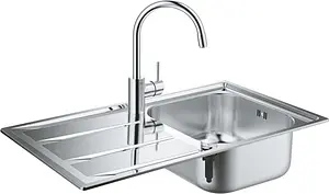 Мойка кухонная со смесителем Grohe K400 86x50 нержавеющая сталь 31570SD0, 1