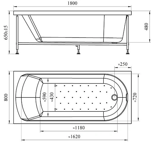 Ванна акриловая Radomir Николь 180х80 2-01-0-0-1-210