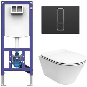 Комплект 5 в 1 Sanit INEO PLUS 90.733.00..S004+16.751.82..0000+10AR02007SV+40D40200I с кнопкой черный матовый Комплект 5 в 1 Sanit INEO PLUS 90.733.00..S004+16.751.82..0000+10AR02007SV+40D40200I с кнопкой черный матовый, 1