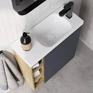 Тумба-умывальник подвесная Aqwella Alba 60 L серый матовый/дуб давос ALB0106LDD+ALB0706GRМ+CMPSL.06.04.D Тумба-умывальник подвесная Aqwella Alba 60 L серый матовый/дуб давос ALB0106LDD+ALB0706GRМ+CMPSL.06.04.D, 4