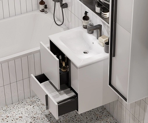 Тумба под умывальник подвесная Aquaton Ривьера 60 белый матовый 1A238801RVX20