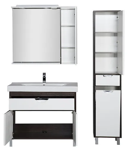 Шкаф-зеркало Aquanet Гретта 100 R белый/венге 00173996