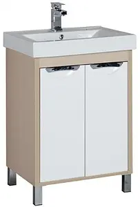 Тумба-умывальник напольная Aquanet Гретта 60 New белый/светлый дуб 00239401+00185551 Тумба-умывальник напольная Aquanet Гретта 60 New белый/светлый дуб 00239401+00185551, 1