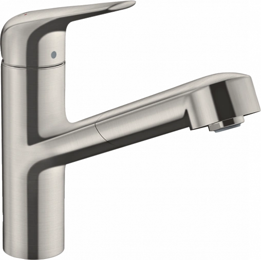 Смеситель для кухни с выдвижным изливом Hansgrohe Focus M42 150 1jet под сталь 71814800