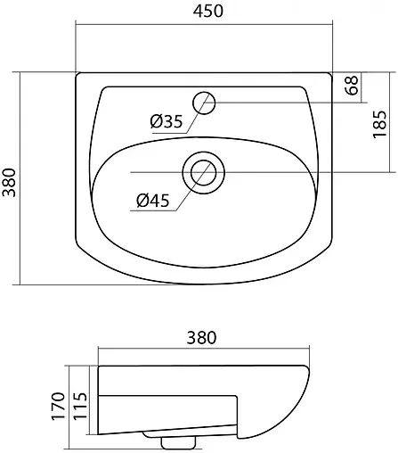 Раковина Santek Акванью 45 белый 1WH110150