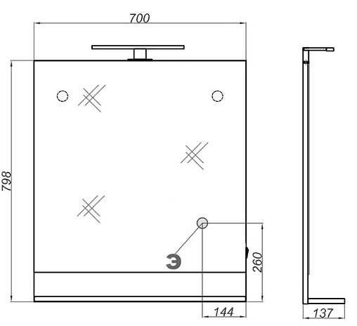 Зеркало с подсветкой Aqwella Foster 70 дуб сонома FOS0207DS