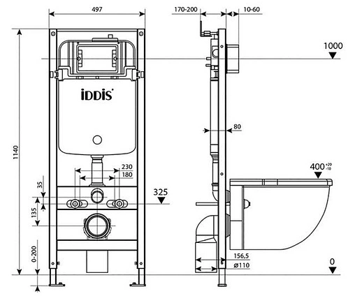 Инсталляция для подвесного унитаза IDDIS Profix PRO0000i32 Инсталляция для подвесного унитаза IDDIS Profix PRO0000i32