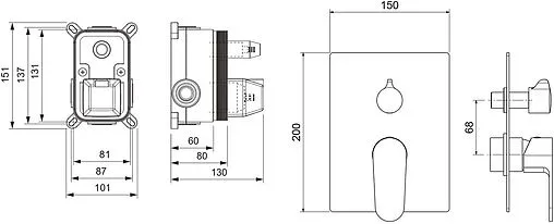 Смеситель для ванны скрытого монтажа Aquatek Оберон хром AQ1246CR