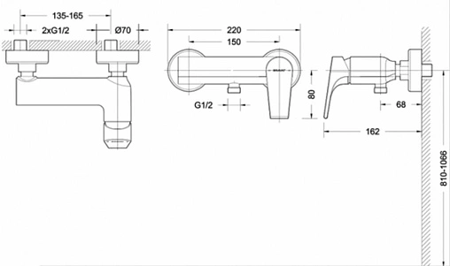 Смеситель для душа Bravat Vega хром F9119177CP-01