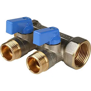 Коллектор запорный проходной 2 отвода синий ¾&quot;в/н x ½&quot;н Stout SMB 6201 341202, 1