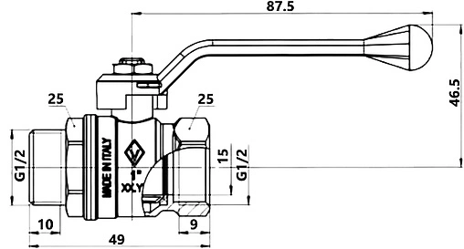 Кран шаровый ½"в x ½"н Bugatti New Jersey 09150003