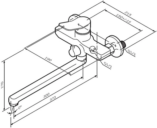 Смеситель для ванны с длинным изливом Am.Pm X-Joy хром F85A90000