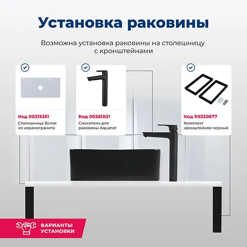 Раковина Aquanet Perfect 48 черный матовый PERFECT-2-MB