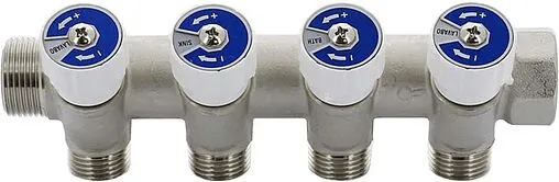 Коллектор регулирующий проходной 4 отвода ¾"в/н x ½"к Uni-fitt 400N3240 Коллектор регулирующий проходной 4 отвода ¾"в/н x ½"к Uni-fitt 400N3240