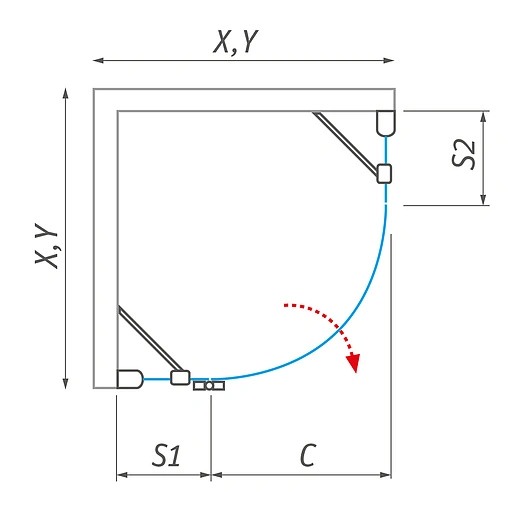 Душевое ограждение 1000x1000мм прозрачное стекло Roltechnik Elegant Line GR1/1000 L 130-100000L-00-02
