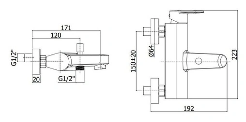 Смеситель для ванны Paffoni Candy хром CA022CR Смеситель для ванны Paffoni Candy хром CA022CR