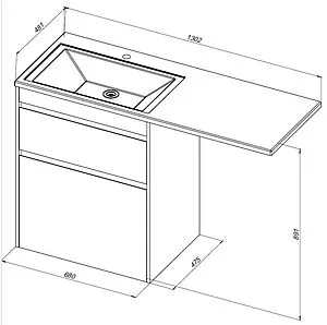 Тумба-умывальник напольная Aquanet Токио 130 L дуб веллингтон 00333652+00235501, 2