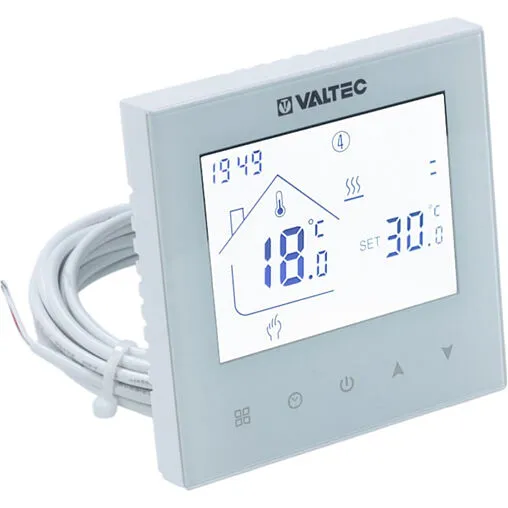 Проводной комнатный терморегулятор двухконтурный НО/НЗ 230В Valtec белый VT.AC634.1.0