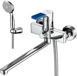 Смеситель для ванны с длинным изливом Lemark Aura хром/синий LM0651C Смеситель для ванны с длинным изливом Lemark Aura хром/синий LM0651C, 1