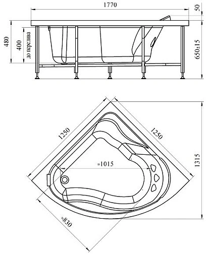 Ванна акриловая Radomir Альтея 125х125 2-01-0-0-1-219