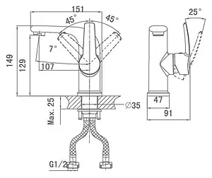 Смеситель для раковины D&K Valerius Rhein хром DA1362101, 2