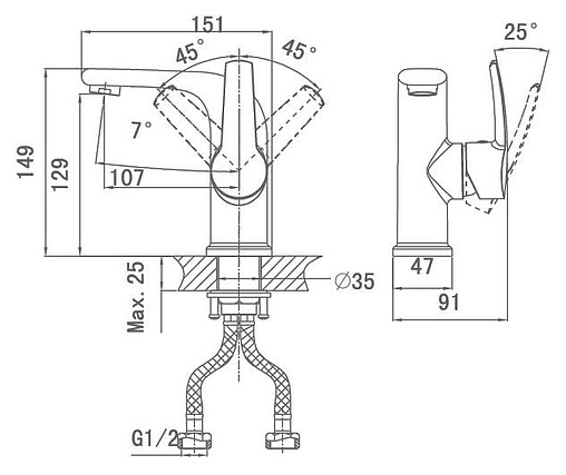 Смеситель для раковины D&amp;K Valerius Rhein хром DA1362101