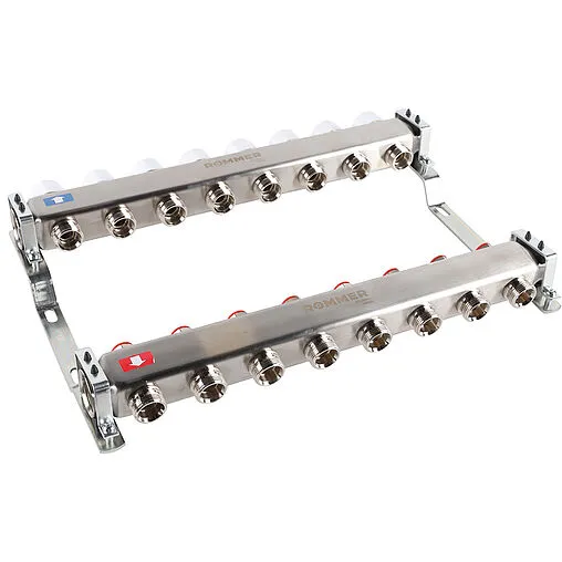 Группа коллекторная без расходомеров 8 отводов 1&quot;в/в x ¾&quot;ек Rommer RMS-3200-000008