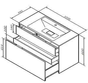 Тумба-умывальник подвесная Am.Pm Inspire 2.0 100 графит M50AFHX1003GM+, 2