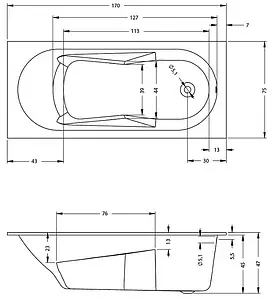 Ванна акриловая Riho LAZY 170x75 B078001005 Ванна акриловая Riho LAZY 170x75 B078001005, 2