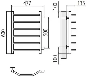 Полотенцесушитель водяной лесенка Terminus Виктория П6 400х600 бп500 полированная сталь 4670078530059, 2