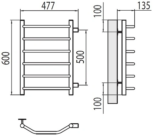 Полотенцесушитель водяной лесенка Terminus Виктория П6 400х600 бп500 полированная сталь 4670078530059