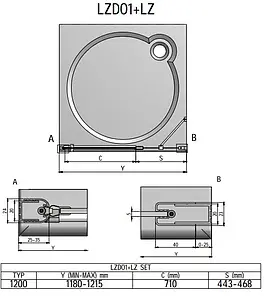 Дверь в нишу 1200мм прозрачное стекло Roltechnik Lega Lift Line LZDO1+LZ/1200 226-1200000-00-02+229-1940025-00, 2